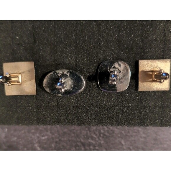 VTG Cufflinks Swank Silver Gold Tone 4 Pair. Mother Of Pearl, Rhinestone, Inlay - Picture 6 of 6